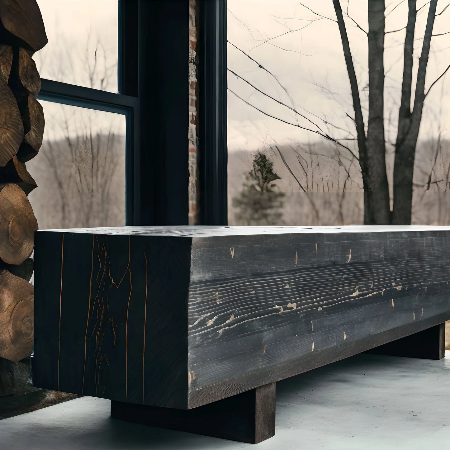 Rough Sawn Beam Bench |  Shou Sugi Ban Bench | Will Last Many Years To Come